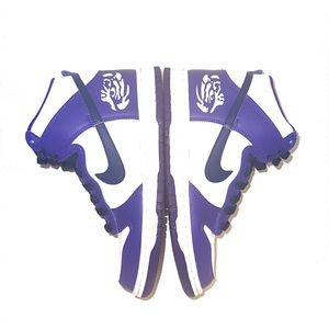 lsu tigers eye custom nike dunks size 6y womens size 7.5 message for other sizes